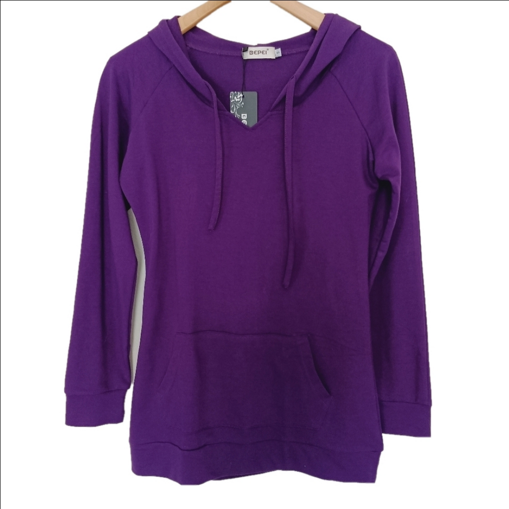 Bepei Hoodie Women's Deep Purple‎ Size S Kangaroo Pocket New with Tags!